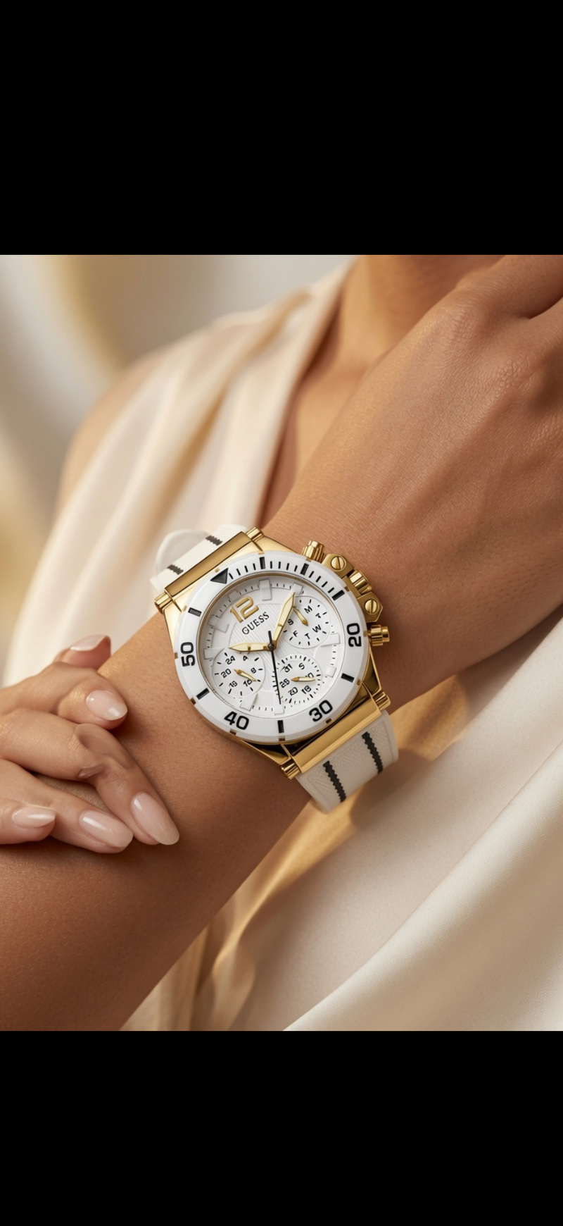 Guess Co-Pilot Multifunktionsuhr Damen - Gold/Weiß